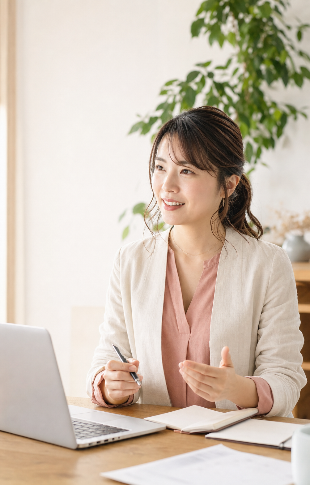 公開後の運用について相談する女性